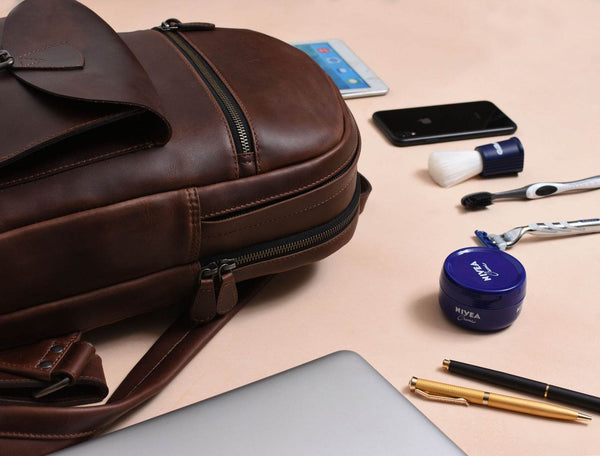 Marseille Leather Backpack – Walnut Brown - Aaron Leather Goods