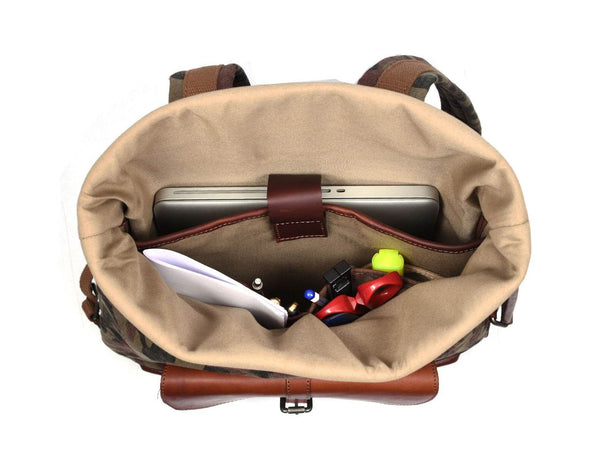 Fargo Camouflage Backpack - Camo Green - Aaron Leather Goods