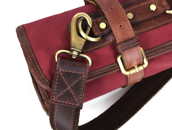 Malaga Canvas Knife Roll - Carmine - Aaron Leather Goods