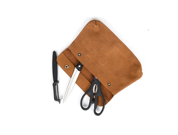 Malaga Canvas Knife Roll - Carmine - Aaron Leather Goods