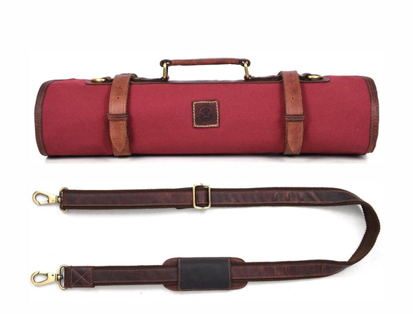 Malaga Canvas Knife Roll - Carmine - Aaron Leather Goods