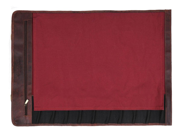 Malaga Canvas Knife Roll - Carmine - Aaron Leather Goods
