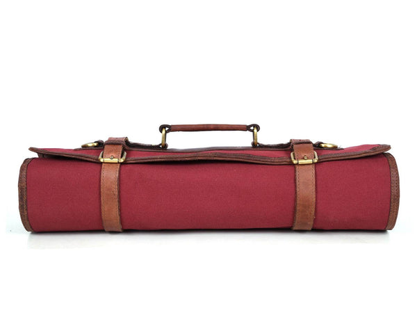 Malaga Canvas Knife Roll - Carmine - Aaron Leather Goods