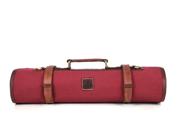 Malaga Canvas Knife Roll - Carmine - Aaron Leather Goods