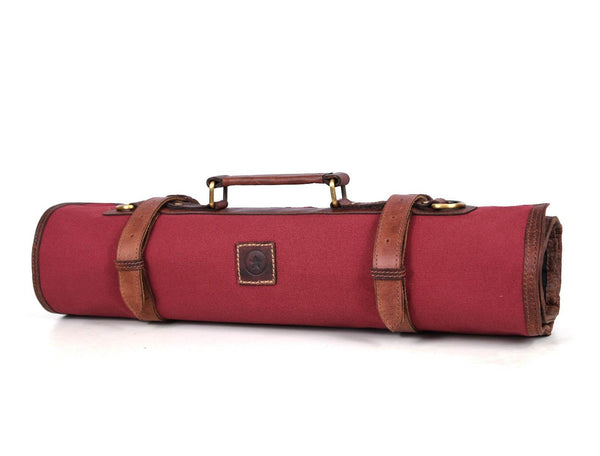 Malaga Canvas Knife Roll - Carmine - Aaron Leather Goods