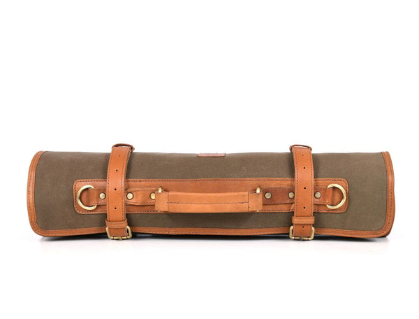 Malaga Canvas Knife Roll & Bag Combo - Moss Green - Aaron Leather Goods
