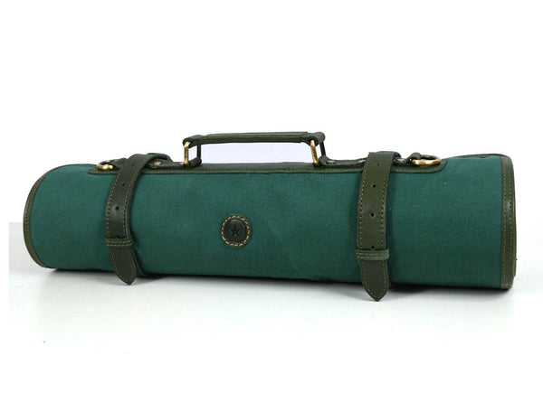 Malaga Canvas Knife Roll - Pine Green - Aaron Leather Goods