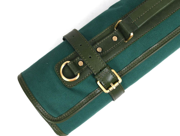 Malaga Canvas Knife Roll - Pine Green - Aaron Leather Goods