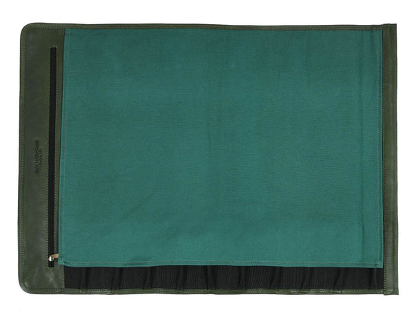 Malaga Canvas Knife Roll - Pine Green - Aaron Leather Goods