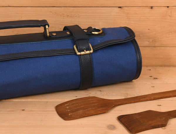 Malaga Canvas Knife Roll - Cobalt - Aaron Leather Goods