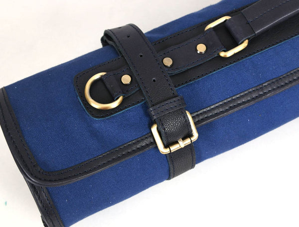 Malaga Canvas Knife Roll - Cobalt - Aaron Leather Goods