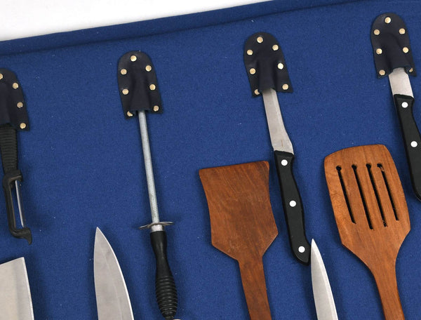 Malaga Canvas Knife Roll - Cobalt - Aaron Leather Goods