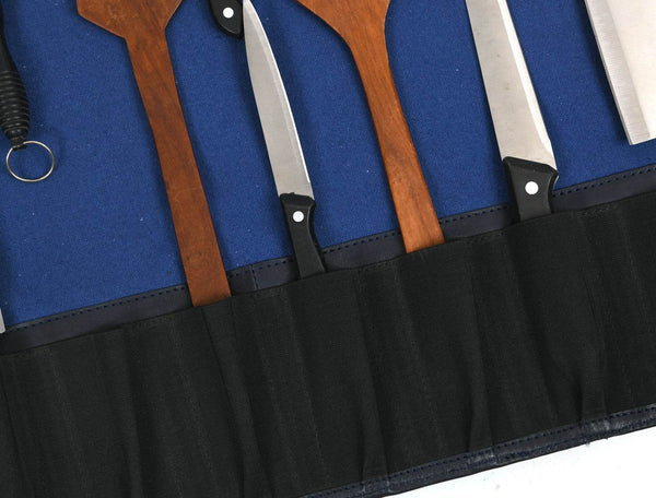 Malaga Canvas Knife Roll - Cobalt - Aaron Leather Goods