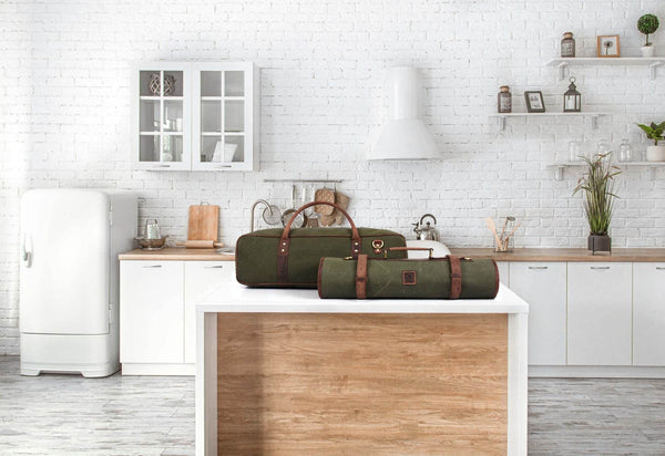 Malaga Canvas Knife Roll - Olive Green - Aaron Leather Goods