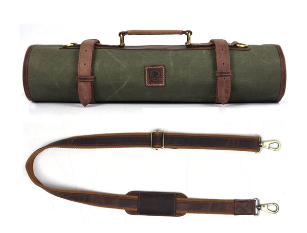Malaga Canvas Knife Roll - Olive Green - Aaron Leather Goods