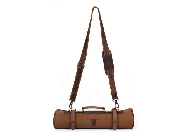 Malaga Canvas Knife Roll - Coffee - Aaron Leather Goods