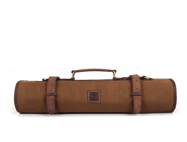 Malaga Canvas Knife Roll - Coffee - Aaron Leather Goods
