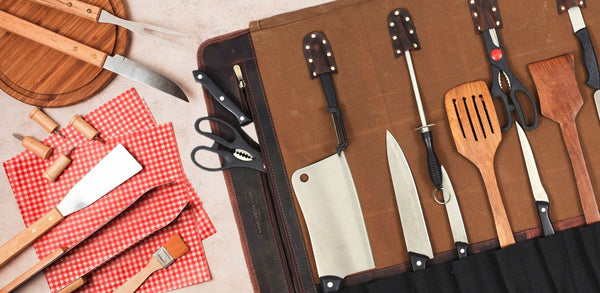 Malaga Canvas Knife Roll - Coffee - Aaron Leather Goods