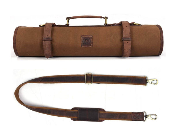 Malaga Canvas Knife Roll - Coffee - Aaron Leather Goods