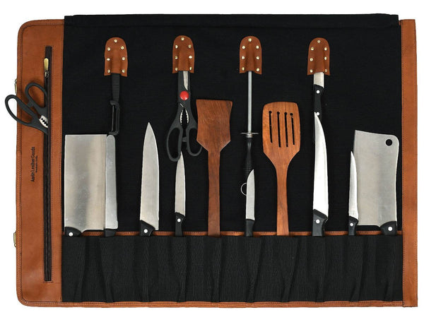Malaga Canvas Knife Roll - Raven Black - Aaron Leather Goods