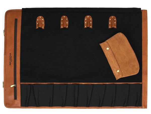 Malaga Canvas Knife Roll - Raven Black - Aaron Leather Goods