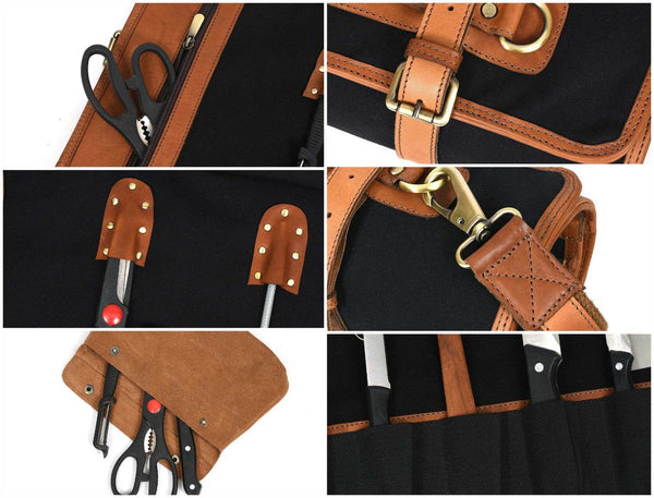 Malaga Canvas Knife Roll - Raven Black - Aaron Leather Goods