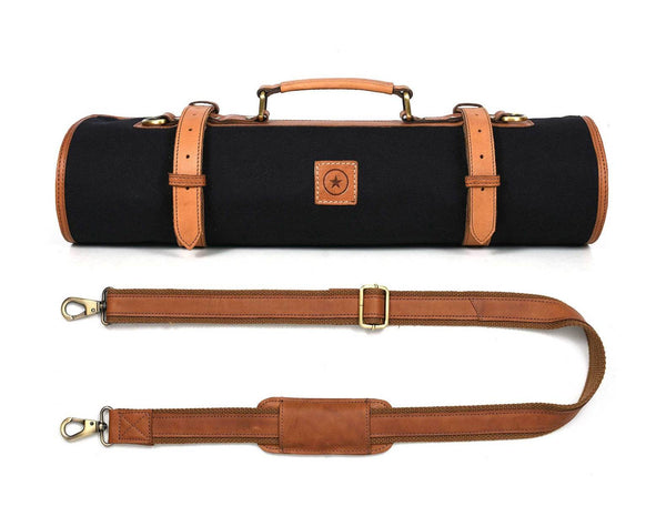 Malaga Canvas Knife Roll - Raven Black - Aaron Leather Goods