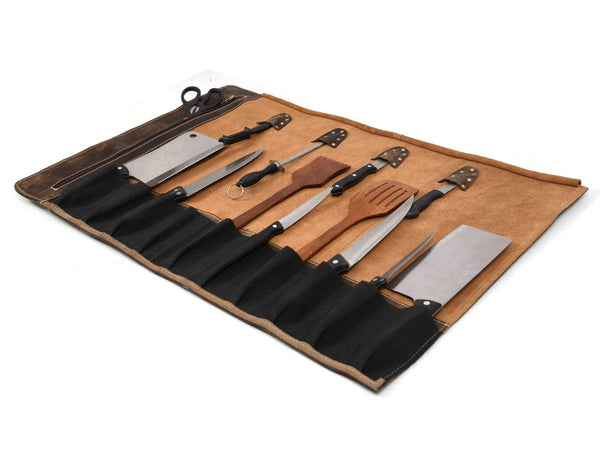Tuscania Leather Knife Roll - Cedar - Aaron Leather Goods