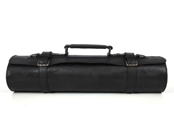 Tuscania Leather Knife Roll - Black - Aaron Leather Goods