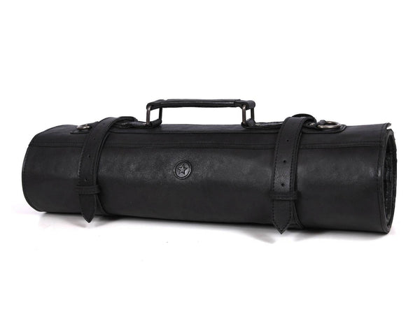 Tuscania Leather Knife Roll - Black - Aaron Leather Goods