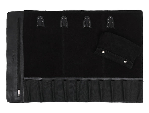 Tuscania Leather Knife Roll - Black - Aaron Leather Goods