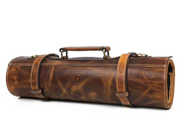 Tuscania Leather Knife Roll - Crunchy - Aaron Leather Goods
