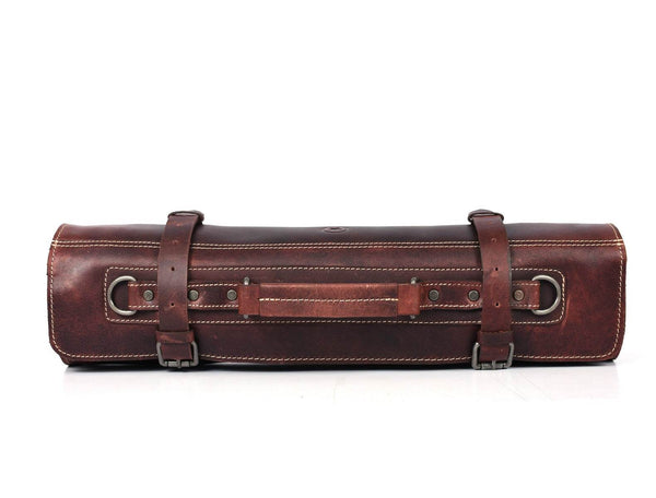 Tuscania Leather Knife Roll & Bag Combo - Walnut Brown - Aaron Leather Goods
