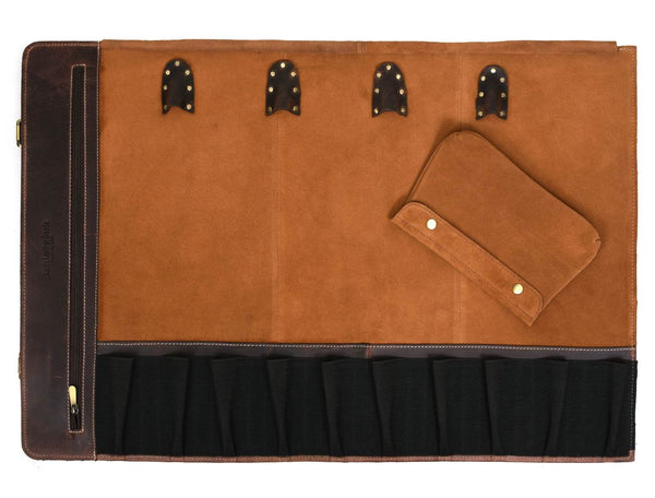 Tuscania Leather Knife Roll - Hickory Brown - Aaron Leather Goods
