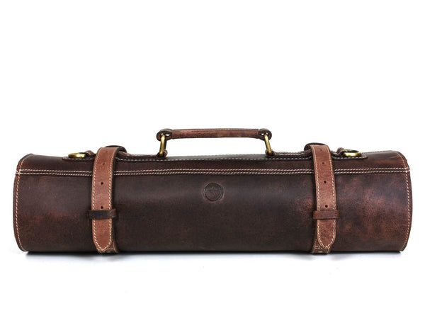 Tuscania Leather Knife Roll - Hickory Brown - Aaron Leather Goods