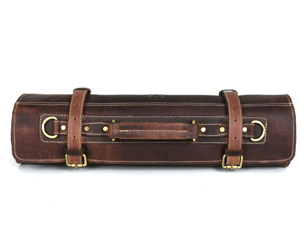 Tuscania Leather Knife Roll - Hickory Brown - Aaron Leather Goods