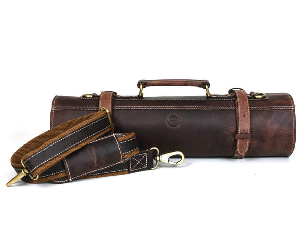 Tuscania Leather Knife Roll - Hickory Brown - Aaron Leather Goods