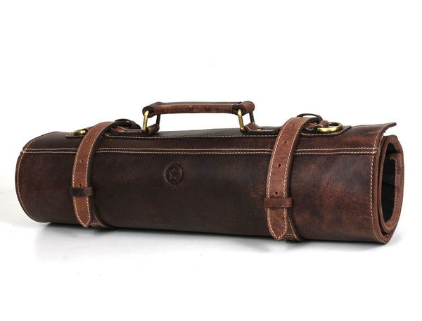 Tuscania Leather Knife Roll - Hickory Brown - Aaron Leather Goods