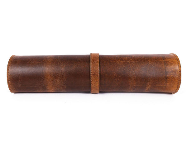 Malaga Leather Mini Knife Roll - Caramel - Aaron Leather Goods