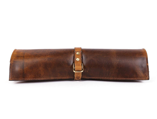 Malaga Leather Mini Knife Roll - Caramel - Aaron Leather Goods