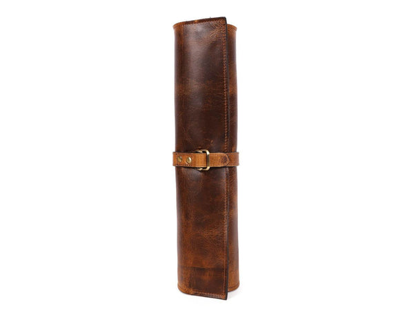 Malaga Leather Mini Knife Roll - Caramel - Aaron Leather Goods