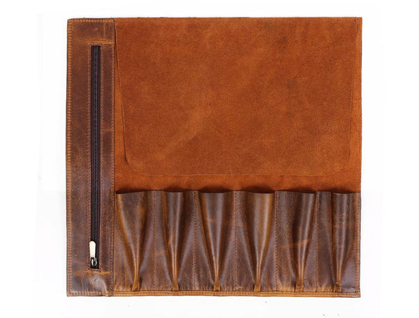 Malaga Leather Mini Knife Roll - Caramel - Aaron Leather Goods