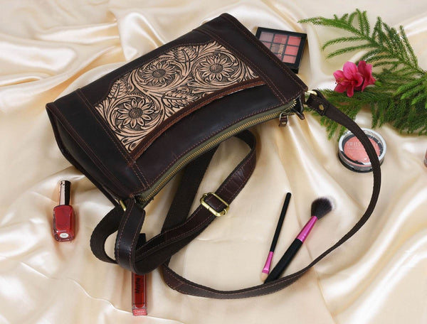 Madison Ladies Handmade Bag - Dark Brown - Aaron Leather Goods