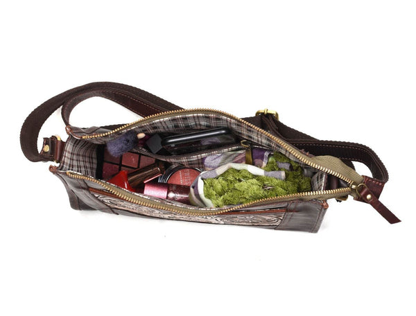 Madison Ladies Handmade Bag - Dark Brown - Aaron Leather Goods