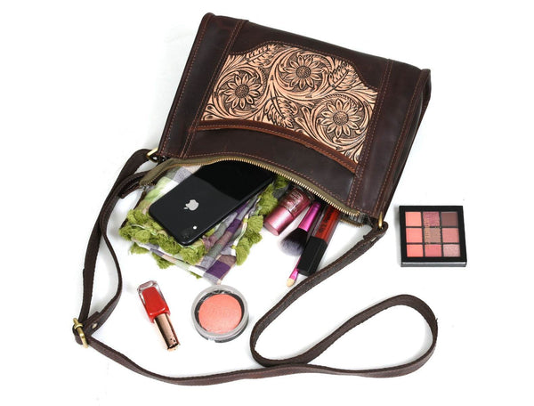 Madison Ladies Handmade Bag - Dark Brown - Aaron Leather Goods