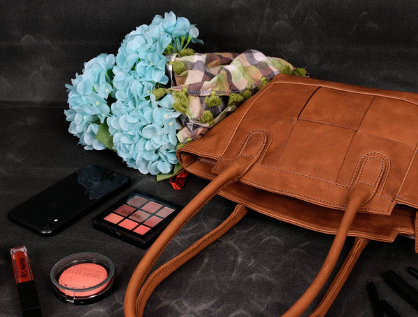 Ajo Leather Tote Bag - Caramel Brown - Aaron Leather Goods
