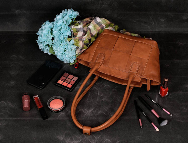 Ajo Leather Tote Bag - Caramel Brown - Aaron Leather Goods