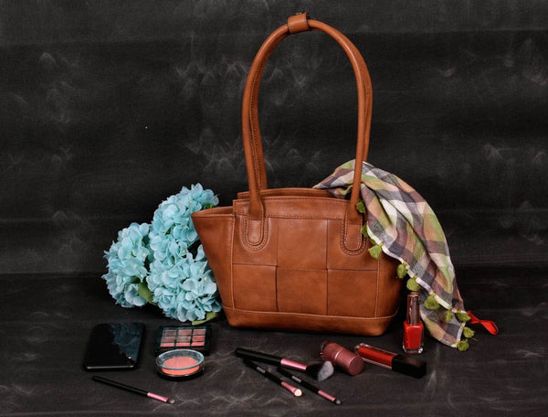 Ajo Leather Tote Bag - Caramel Brown - Aaron Leather Goods