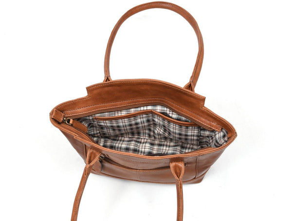 Ajo Leather Tote Bag - Caramel Brown - Aaron Leather Goods