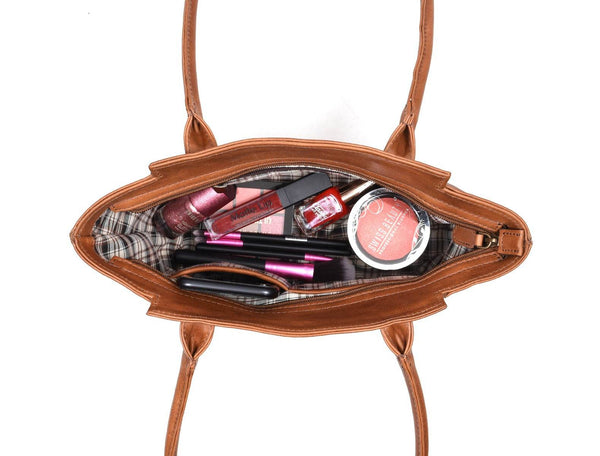 Ajo Leather Tote Bag - Caramel Brown - Aaron Leather Goods